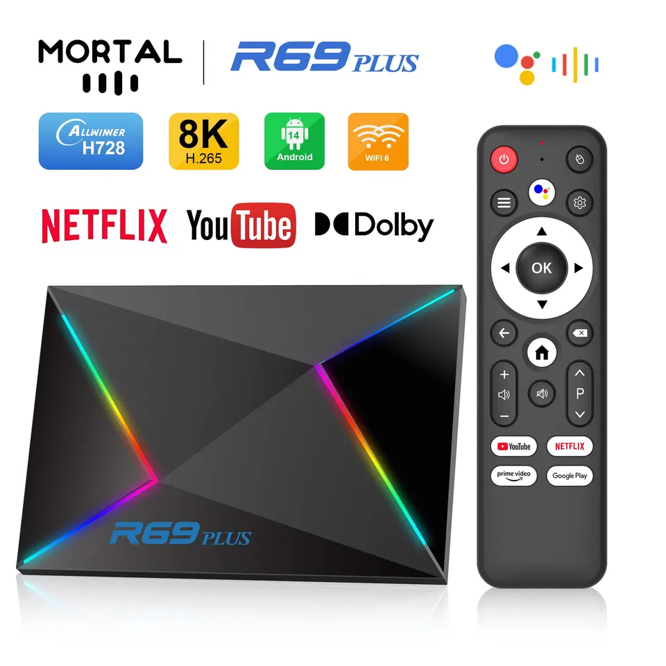 Mortal R69 Plus inteligentný televízny box Android 14 AllwinnerH728 Dual WiFi Support 8K Chromecast Voice Assistant Control Televisor Smart TV TV TV TV