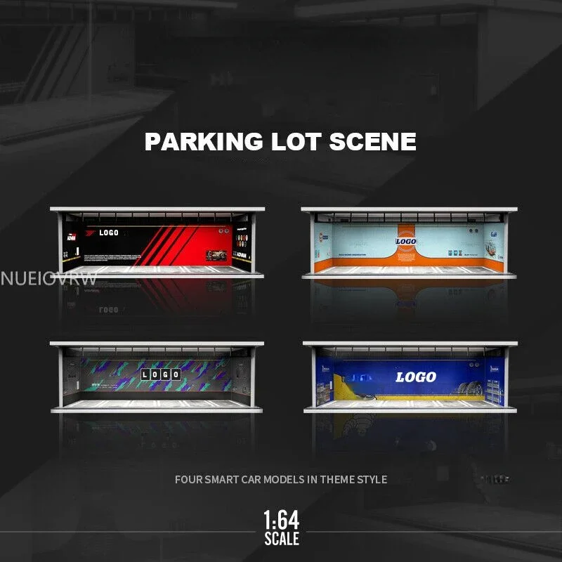 Moráka 1:64 Model Diorama Garage Model Zhromaždenie LED osvetlenia Mestské auto parkovisko pozadie scéna scéna scéna Model