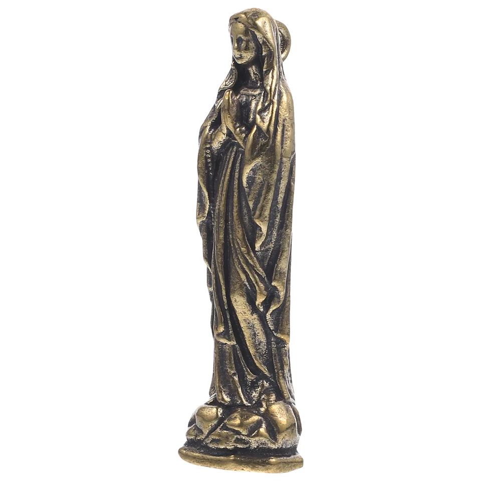 Mosadzná panenská socha dáma sv. Virgen mama dary ozdoby náboženské dekorácie miniatúrna socha