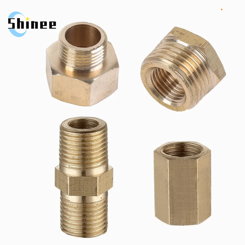 Mosadzná potrubie Hex Hex Bipping Structing Adapter Coupler 1/8 1/4 3/8 1/2 3/4 1 BSP Adapter Fitting Redukujúci hexagon Bush Bushing