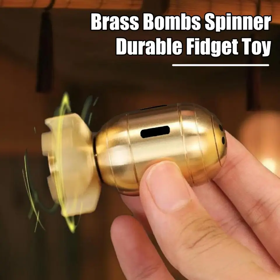 Mosadzné bomby Spinner 360 ° Rotačný prenosný stres Mini kovové bomby točenie špičkových fidget hračky Kids Dospelý darček k narodeninám darček