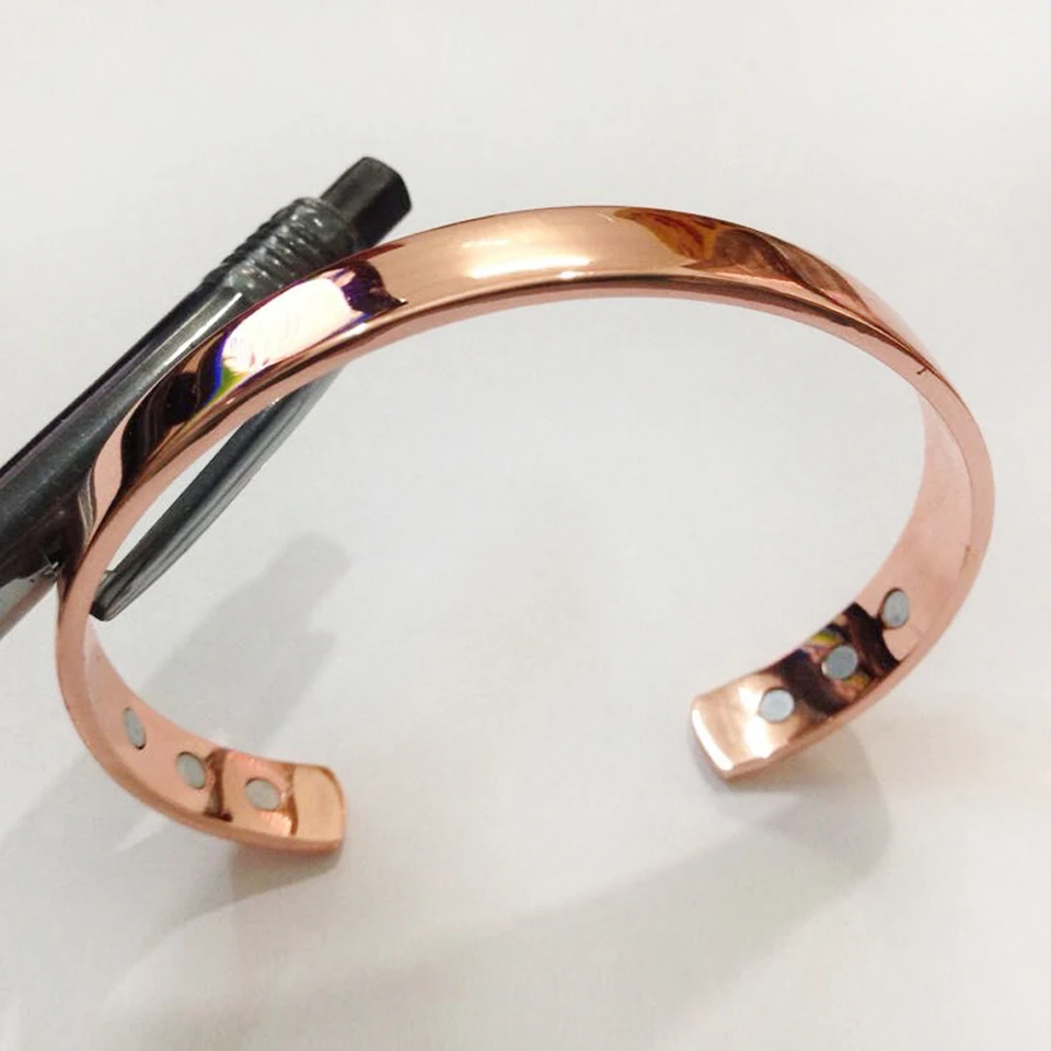 Mosadzný magnetový magnet Energy Health Open Bangle Pletená zlatá farba Jednoduchý náramok Bio zdravý liečivý náramok