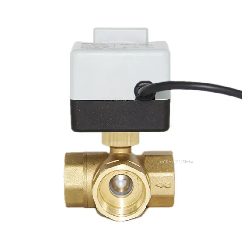 Mosadzný motorizovaný guľový ventil 3-vodičový dva riadiaci elektrický ovládač AC220V 3 spôsoby /2 spôsoby DN15 DN20 DN25 DN32 DN40 s manuálnym prepínačom