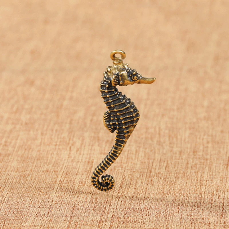 Mosadzný solídny roztomilý hippocampus figuríny miniatúry Kľúčové reťazce prívesky prívesky morské koní Kenrí kľúče visí