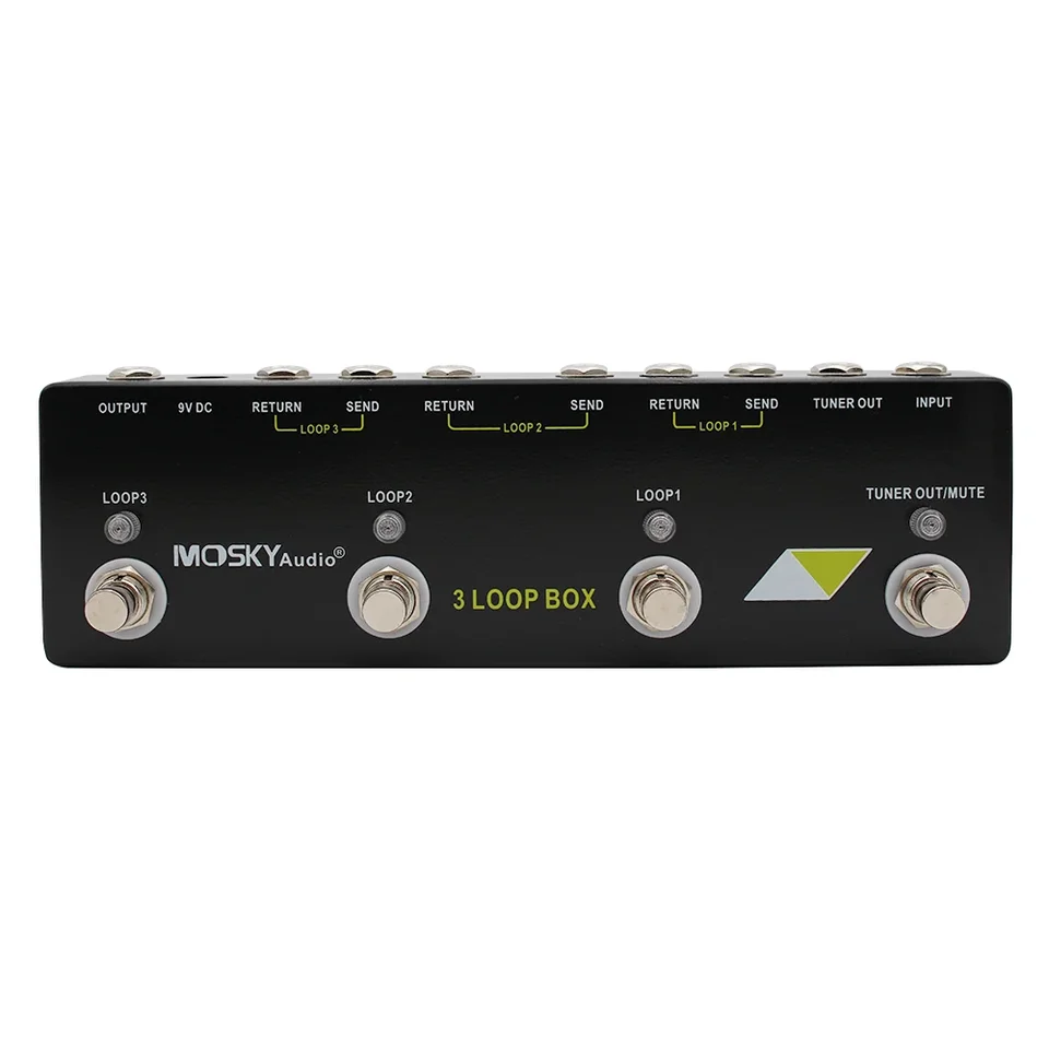 Mosky Audio 3 Loop Box Effect Pedál Pedál True Bypass, slučka gitarového pedálu s funkciou stlmenia tuneru