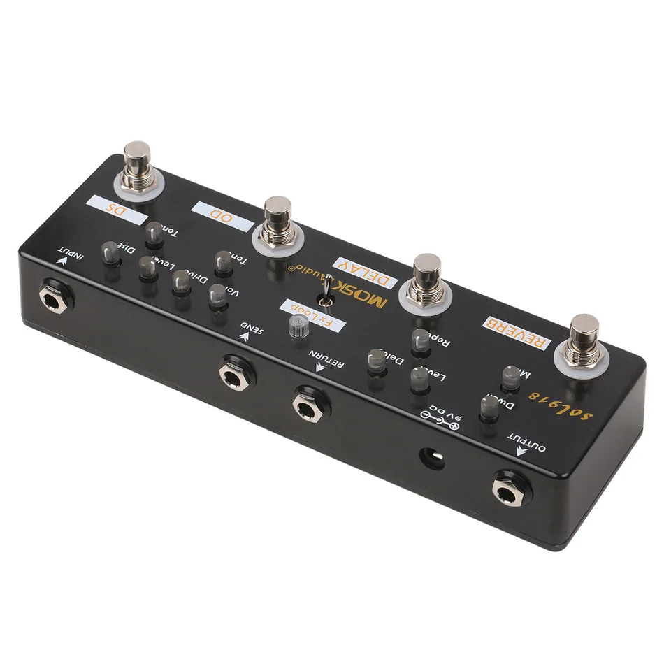 MOSKYAUDIO SOLO918 Reverb Oneskorenie viacnásobné účinky Pedálové efekty procesory FX pedálová slučka Guitarra Overdrive FX LESELE Oneskorenie reverb