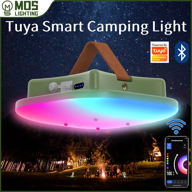 Moslighting Camping Lantern Outdoor Prenosná baterka Rýchle nabíjateľná stanová lampa RGB inteligentná aplikácia Hudba Rhythm Atmosféra Svetlá
