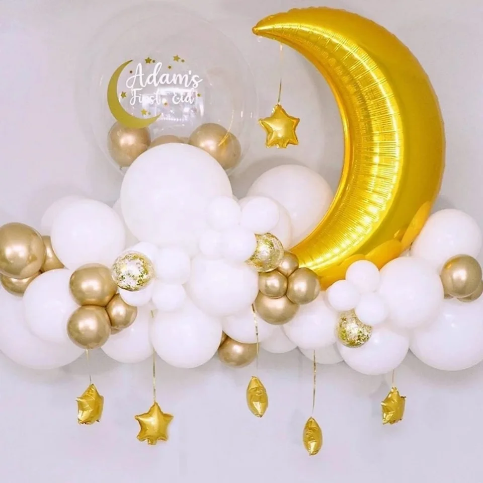 Moslim Eid Mubarak Moon Star Balloon Set For Festival Home Diy Dekorácia Ramadan Kareem Kids Birthday Party Balóny Globos