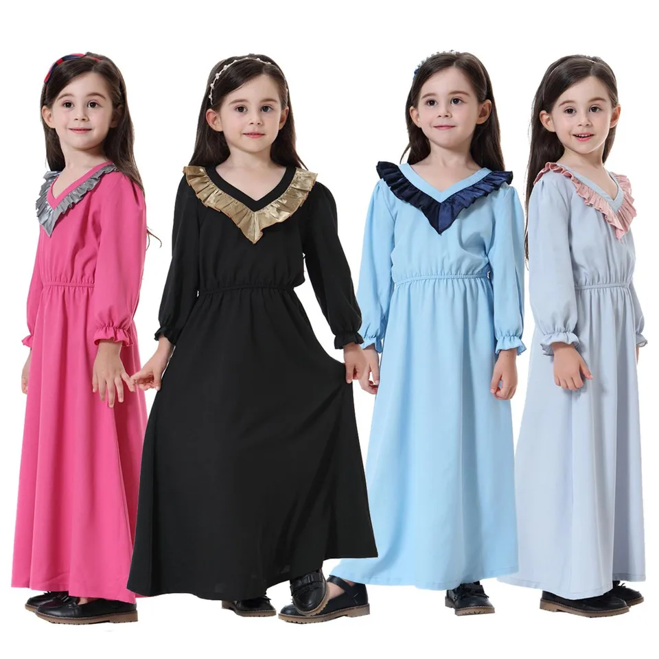 Moslimské deti abaya dievčatá dlhé modlitebné plášťové šaty Detské šaty Kimono Ramadan Blízky východný marocký arabský kaftan Islamský odev