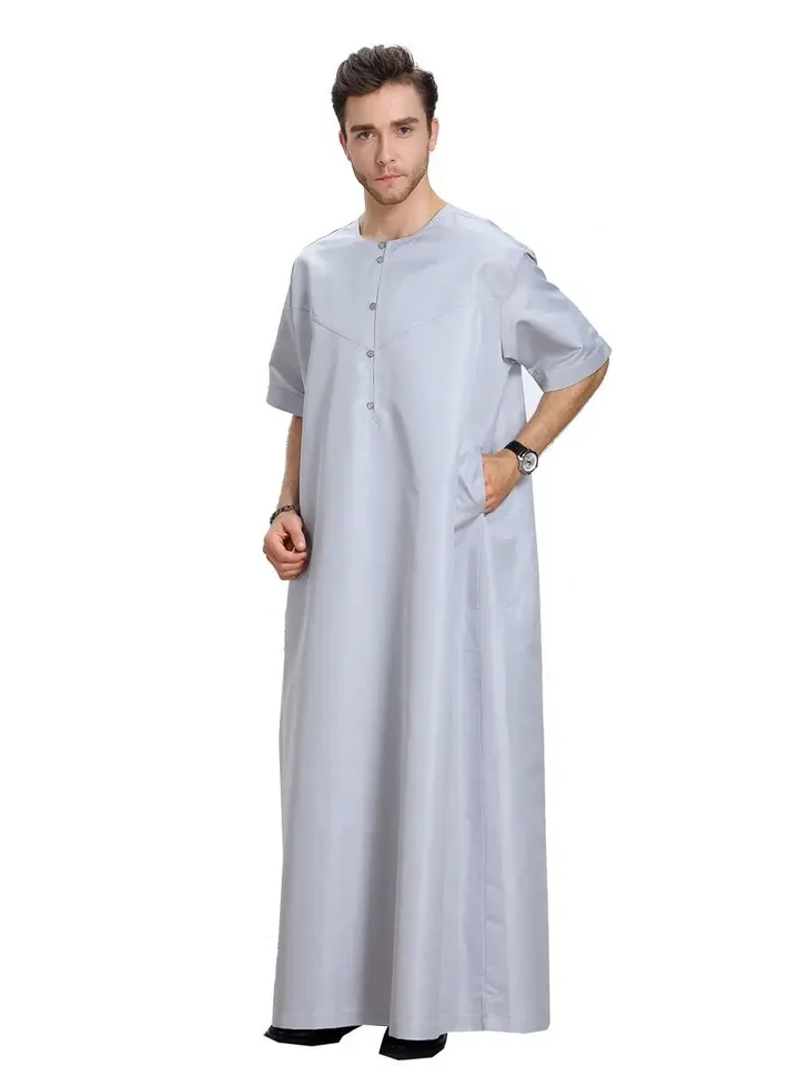 Moslimské rúcho arabské muži Thobe Ramadán Kostýmy Slidný arabský Pakistan Saudská Arábia Eid Turecko Abaya Mužský národný islamský odev