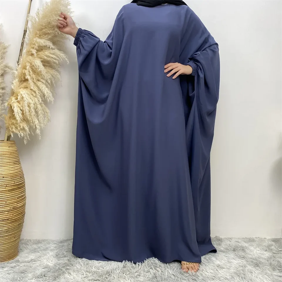 Moslimský jeden kus rúča modlitba abaya šaty batwing rukávy Ženy Islamské oblečenie Dubaj Saudské turecké skromnosť Príležitostné hidžábové plášť