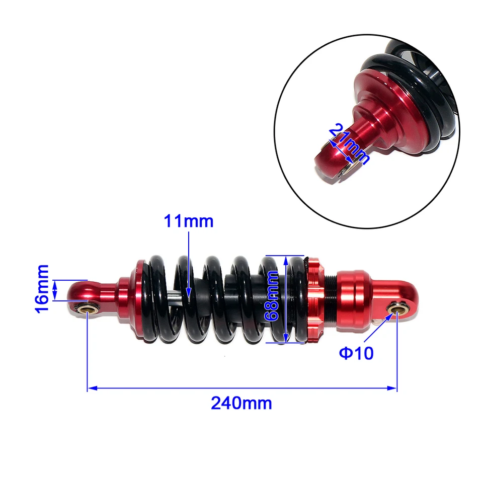 Motocykel 240 mm tlmič tlmenia tlmiča nastaviteľná zadná tlmivá absorpcia nárazu pre bicykel Honda Monkey Z50 MSX125 GROM125