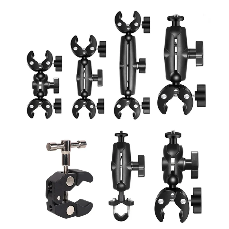 Motocykel Bicycle Double Clip Držiak fotoaparát selfie palica Monopod Mount Runchar Stop