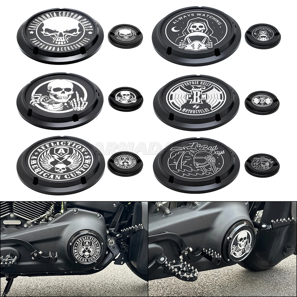 Motocykel derby časovač Časová spojka pokrýva kryt motora pre Harley Softail Standard Low Rider S/St Deluxe Heritage 114 2018-Up