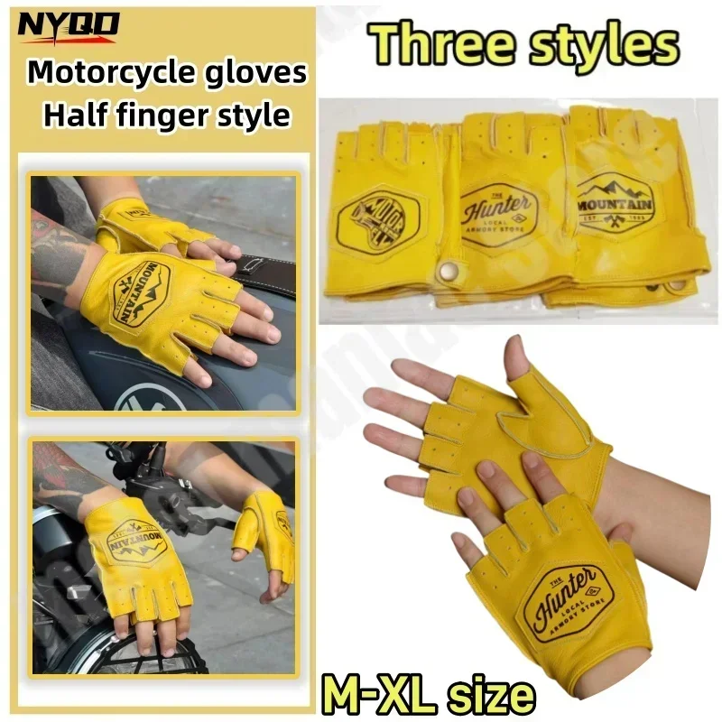 Motocykel Half Finger Rukavice Retro rukavice, ktoré jazdia na mužských a ženských závodných rytieroch Motocykle vonkajšie športy pri cestách rukavice