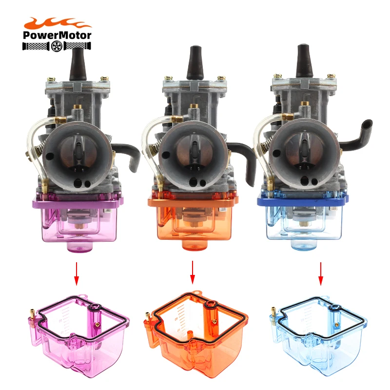 Motocykel karburátor číry dno priehľadná plaváková misa dolný kryt misky pre PWK KSR OKO KOSO Carburetors 21-34mm