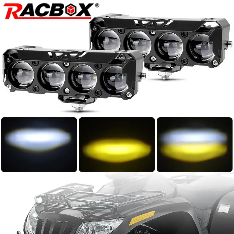 Motocykel LED reflektor 4 šošovky pomocné svetlometové lampa s bielym žltým hmlom s nízkym svetlom pre Yamaha Suzuki Kawasaki Honda