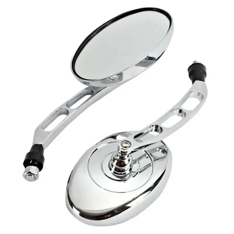 Motocykel oválne chrómové spätné zrkadlá pre Kawasaki Honda Suzuki ... Scooter ATV 10 mm