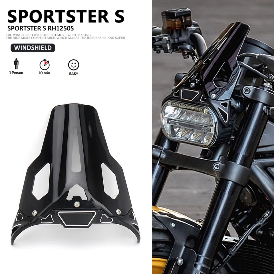 Motocykel PC Černé sklo obrazovky čelného skla Advaning Addes Atcial Black pre Sportster S Sportster S RH1250S 2021 2022 2023