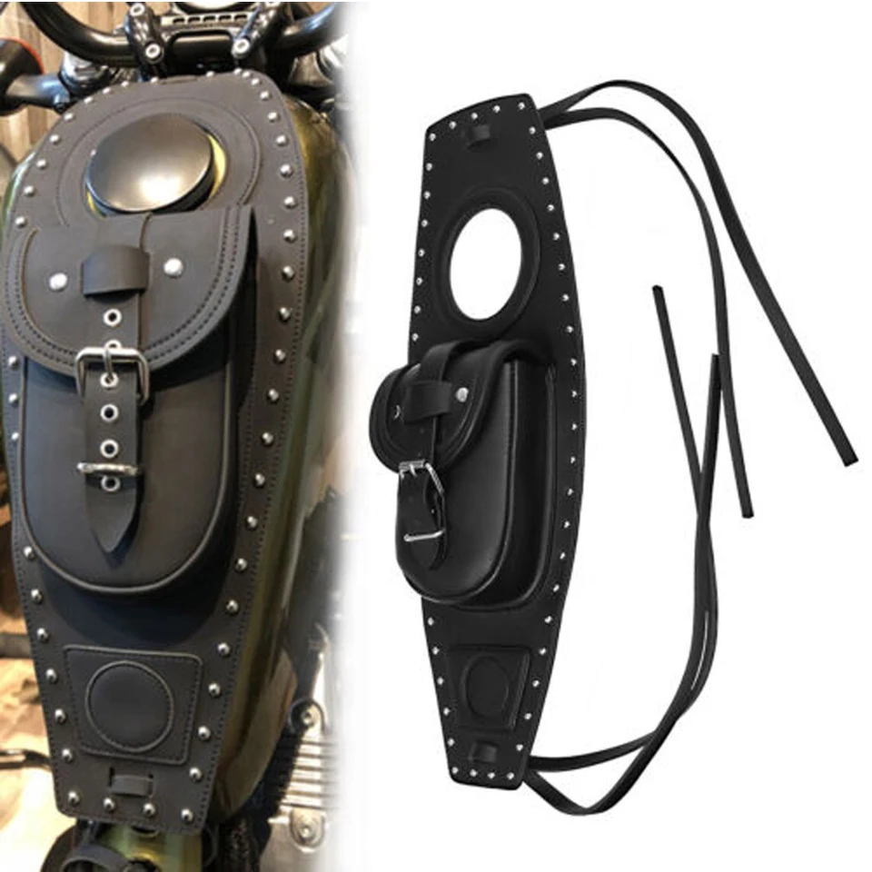 Motocykel predný čierny kožený olej na olej palivovej nádrže na kryt úložného priestoru pre Harley Sportster Iron XL 883 1200 štyridsať osem sedemdesiatdva