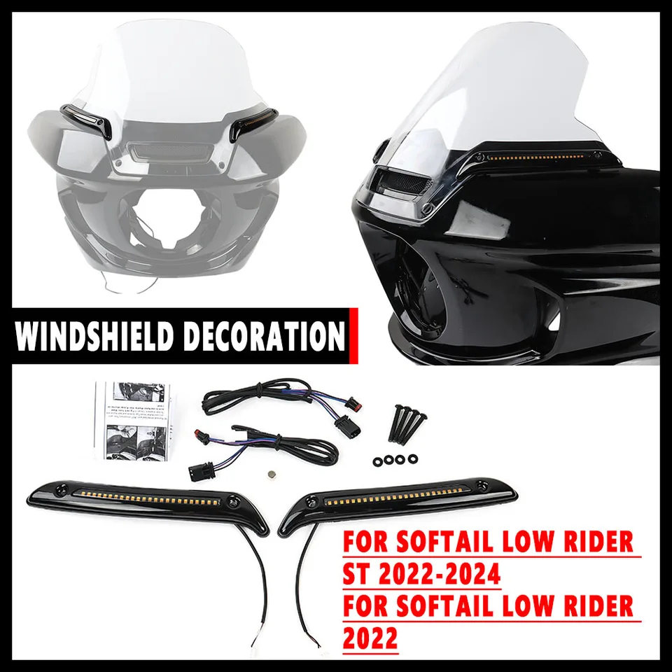 Motocykel s prémiovým bielym indikátorom Softail Low Rider Sledled čelné sklo Harley Softail Low Rider St/Fxlrst a El Diablo Fxrst