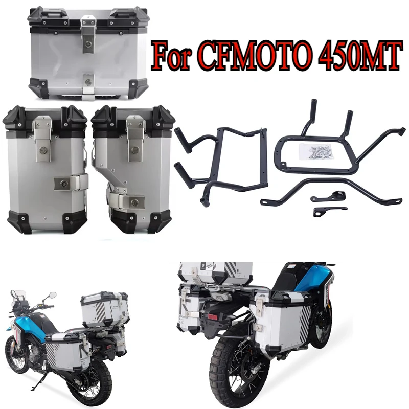 Motocykel Trunk bočná batožina puzdro Pannier Pannier Bočná škatuľka Rám Zadná horná boxová prilba pre príčinu pre CFMoto 450MT