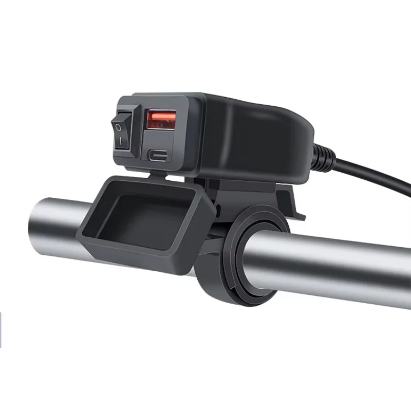 Motocykel USB nabíjačka duálny port rýchla celulárna nabíjačka nepremokavá nabíjanie typu C s voltmeterom a vypínačom Vodotesného spínača