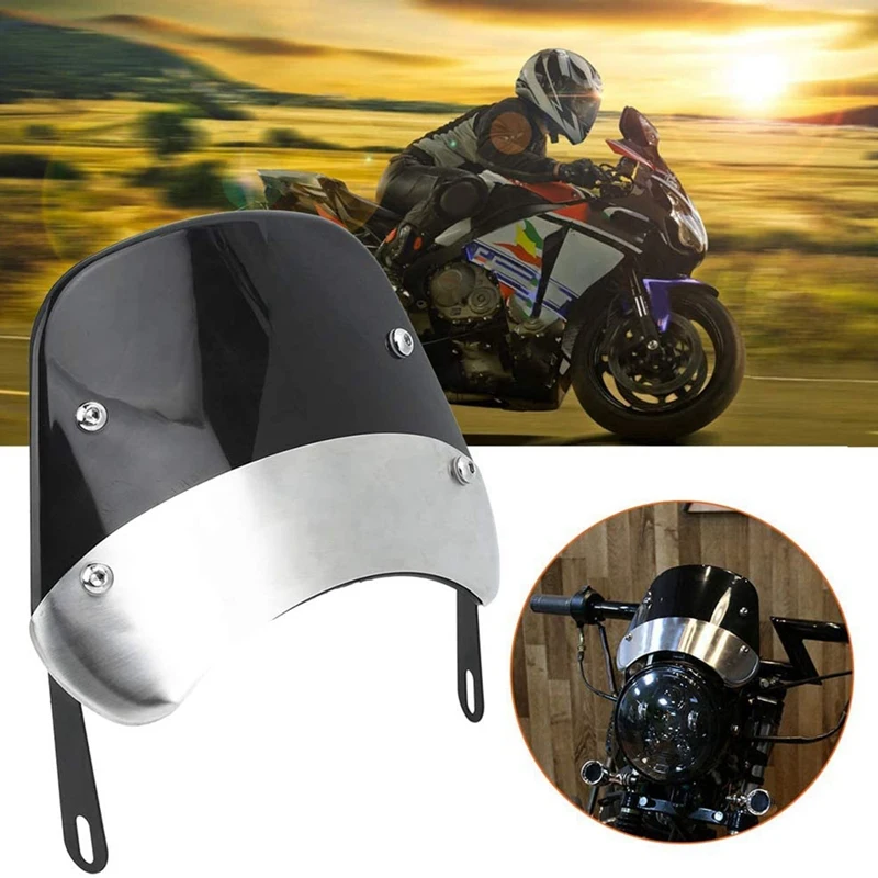 Motocykel Vintage čelné sklo veterné deflektor Univerzálna modifikácia pre 5 až 7 palcov okrúhle svetlomety