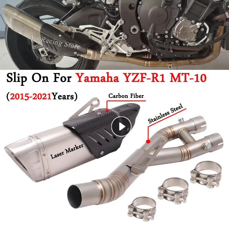 Motocykel Výfuk Escape Moto Nerezová oceľ stredná link Rúrka Odstránenie tlmiča Modify tlmič pre Yamaha YZF R1 MT -10 2015 - 2020