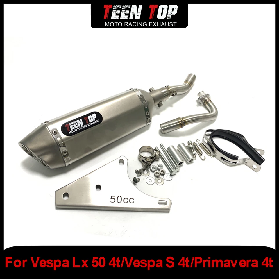 Motocykel Výfukový kompletný systém pre Vespa LX 50 4T Primavera Sprint Piaggio 2000 Predné rúrkové tlmičko pre Vespa S 4T Slip na 50 ccm