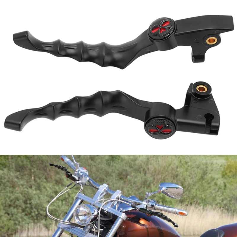 Motocykel Čierna lebka ruka na ruku Brzdové páky ľavej pravej strany pre Yamaha Vstar Drag Star XVS 400/650 XVS 1100 1999-2009 96/16