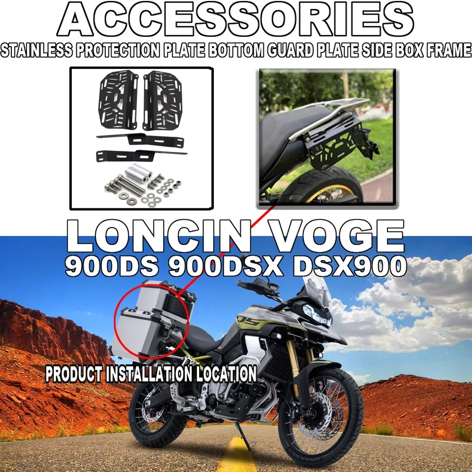 Motocykelový bočný batožinový stojan Saddle Podporná taška na nosič stojanov Súprava Bočné boxové príslušenstvo pre Loncin VoGE 900DS 900DSX DSX900