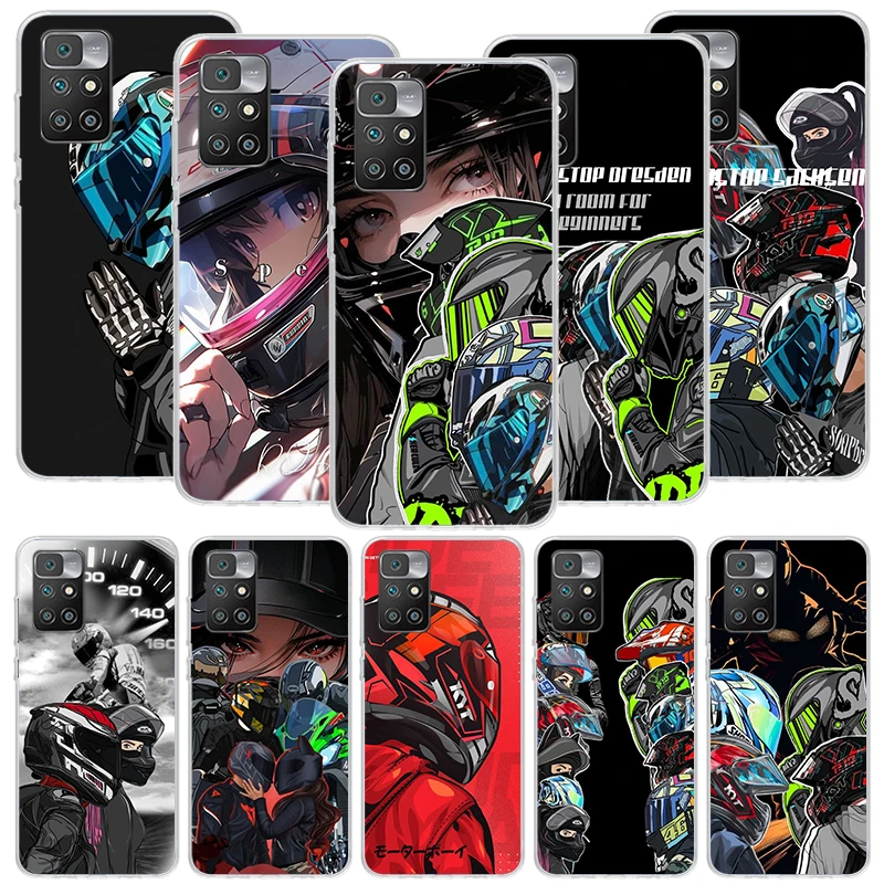 Motocykelový jazdec pre helmu Puzdro pre puzdro pre Xiaomi Redmi 12 12c 10 10c 9 9C 9a 9t 8a 8a 7a 7 6a 6 Pro K70 K60 K40 K20 S2 Cover Coque Coque Coque
