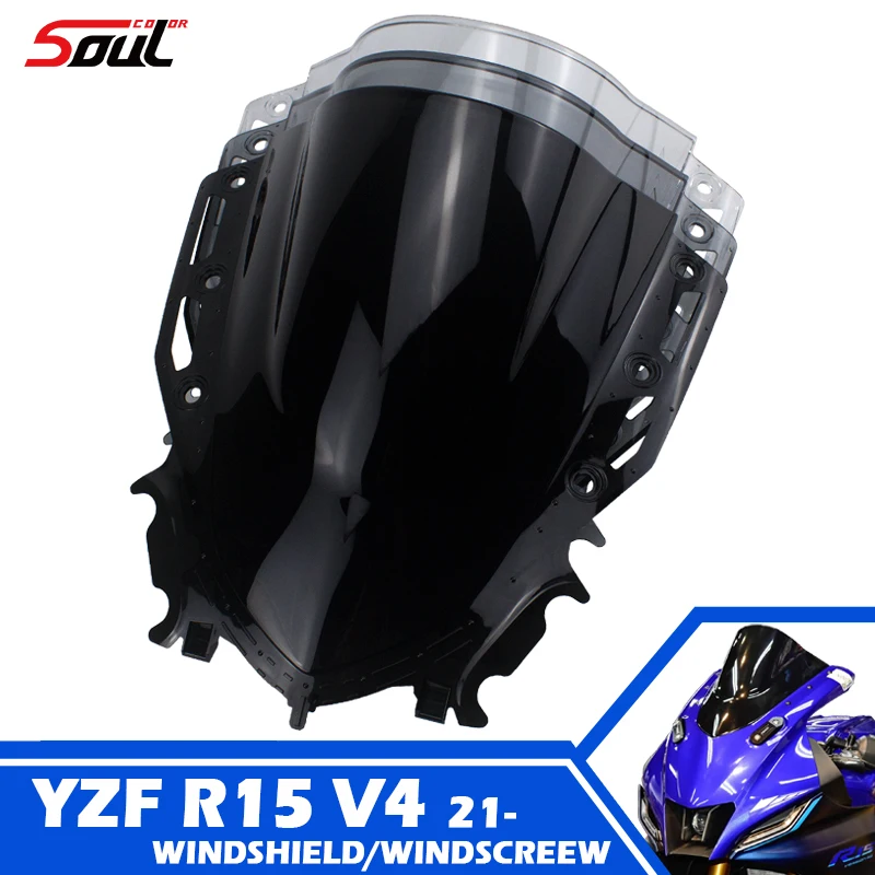 Motocykelový priezor čelné sklo Čierne čelné sklo pre Yamaha YZF R15 V4,0 2021 2022 2023 2024 2025 R15M 21 22 23 24 25 YZFR15 M