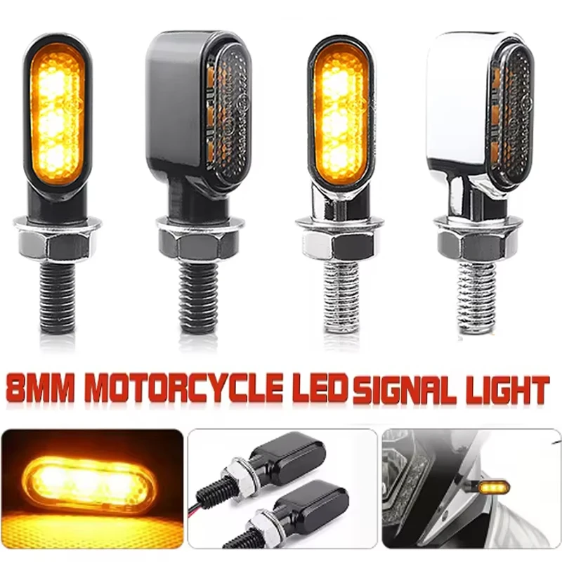 Motocykelový smerový signál svetlo 12 V 8 mm mini zákruty Indikátor Blinker Lights 3led Motorcycle Accessories for Honda Cafe Race