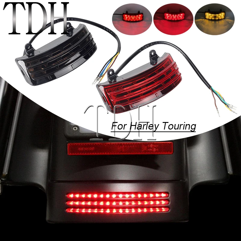 Motocyklová LED Tri-Bar Tri-Bar Fender Turn Signál brzdová lampa pre Harley Touring Street Glide Road Glide FlHx Fltrx 96-13 TACHILNÉ SVETLO