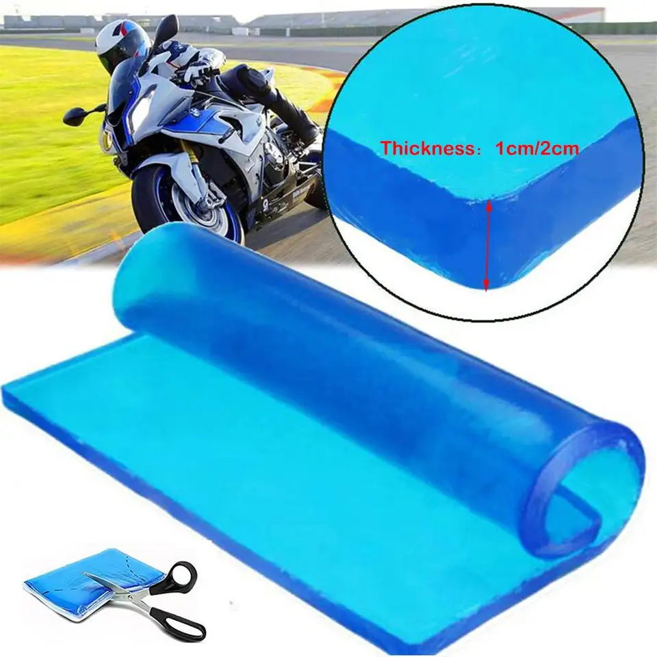 Motocyklová motocykla Gel Gel Gel vankúš Pohodlné šokové absorpčné DIY sedlo, modrá 48 x 35 x 1 cm