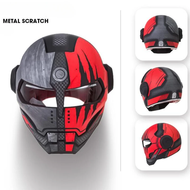 Motocyklová prilba Mužská osobnosť Cool Iron Man Retro Full-Face Of-Road Ghost Casco de Moto