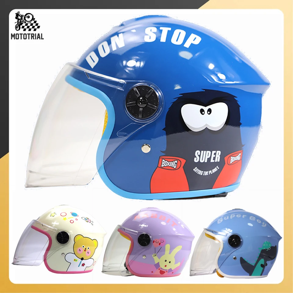 Motocyklová prilba na otvorenú tvár pre deti pre deti Casco Moto Child Bezpečnosť ochrany zimných teplých detí Helma prilba dievča Štyri sezóny