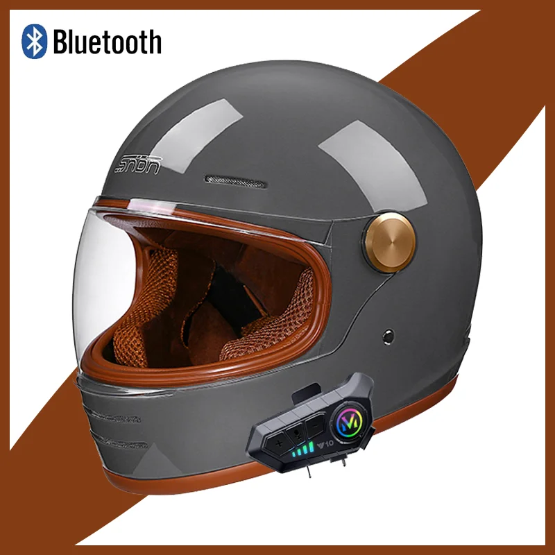 Motocyklová prilba v teréne pripravená na celú tvár s Bluetooth-retro dizajn, odolná konštrukcia, DOT a ECE Schválené pre bezpečnosť