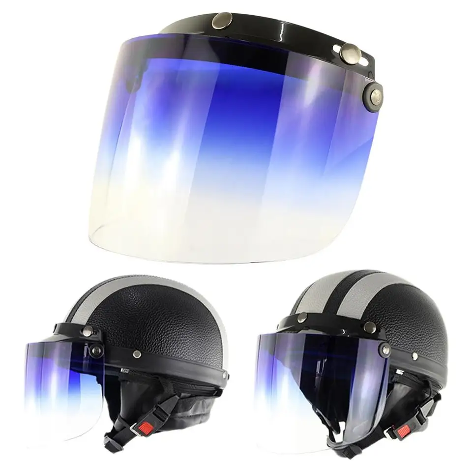 Motocyklová prilba Visors Bubble Mirror Tri gombíky Typ retro otvorené tvár Helme Helme Adsessory for Sun Shade Z7M5