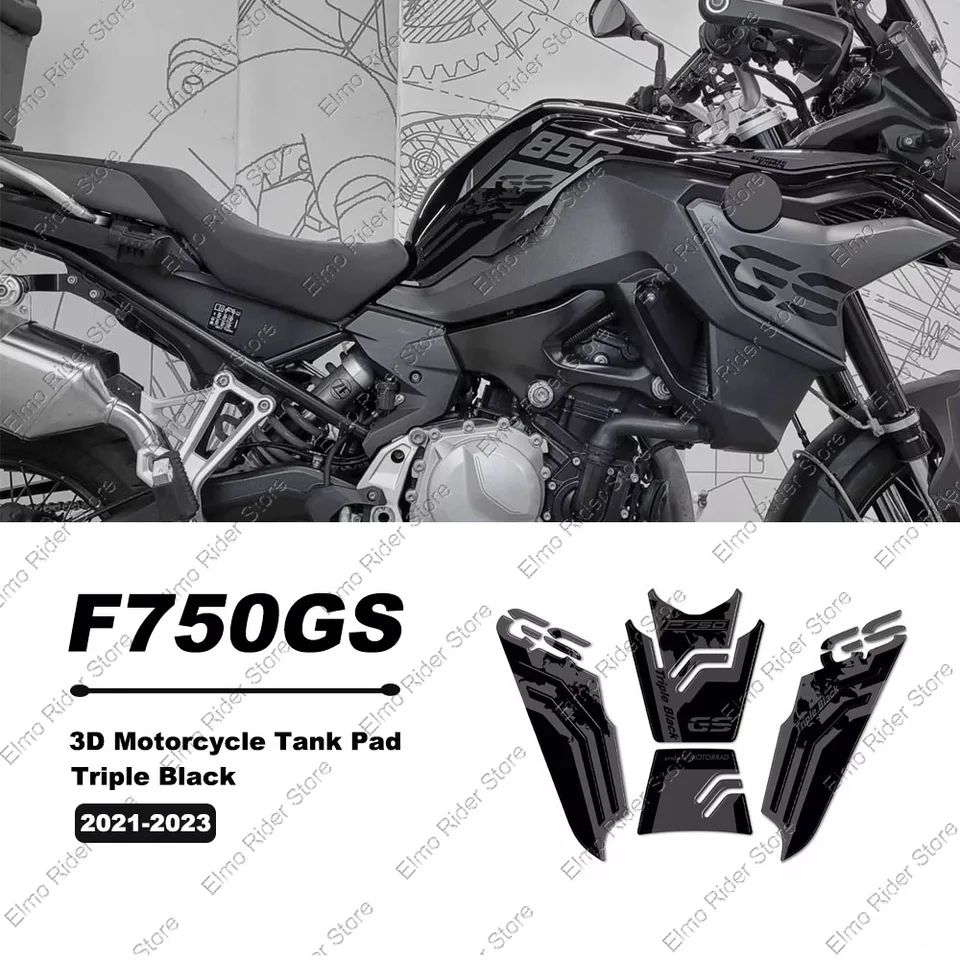 Motocyklové dekoratívne nálepky Vodotesné proti škrabancom nálepky 3D epoxidová živici Súprava pre BMW F 750 GS Triple Black 2021-2023