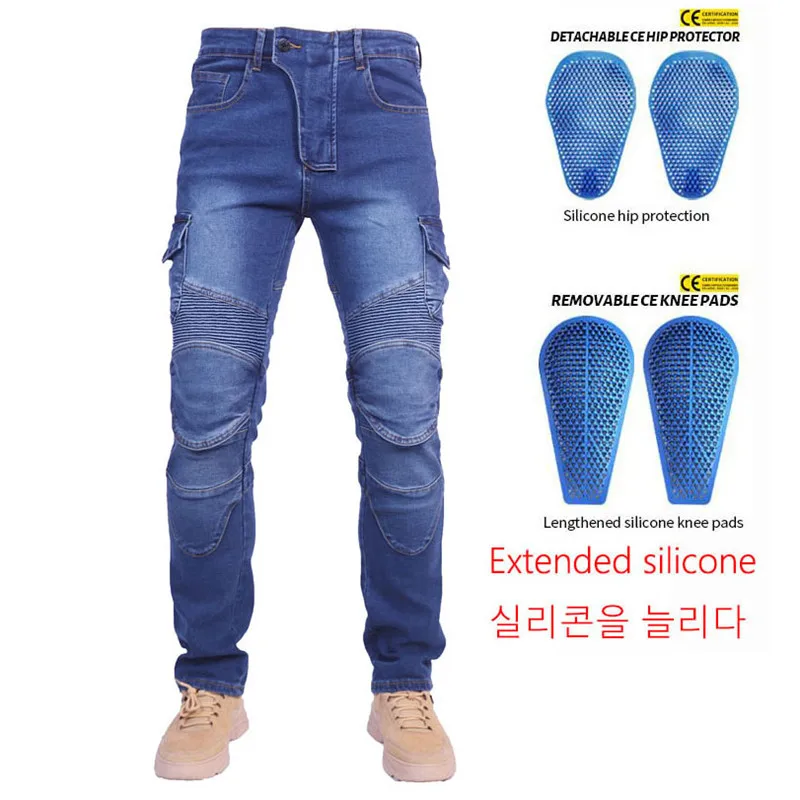 Motocyklové džínsy pantalony Motocicleta hombre modrá denim džínsové džínsy Štandardná verzia vozidla jazda nohavice nohavice nohavice letné jazda