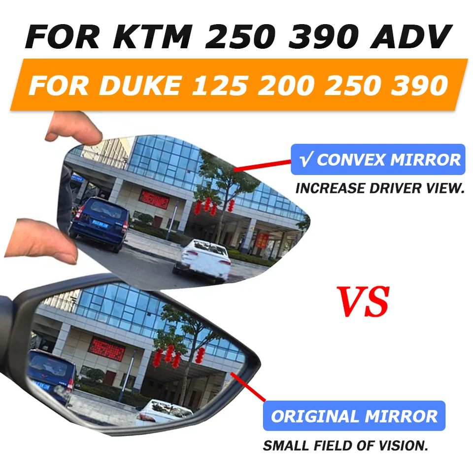 Motocyklové konvexné zrkadlo Zvýšenie ZVEREJNÉHO ZVEREJNÉHO ZVEREJNOM ZVLÁSKY ZVLÁSKY ZOBRAZENIE PRE KTM 250 ADV 390 ADVENTURE DUKE 125 200 2023