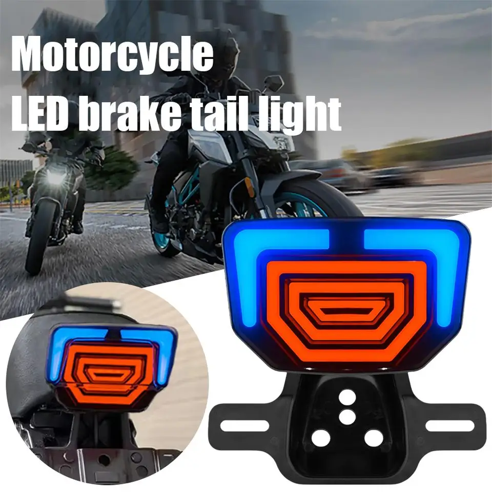 Motocyklové LED chvostové svetlá s držiakom pre Suzuki GN125 125cc Hnak brzdová lampa Červená jantárová otočná signál blikajúce svetlo Ligh T4P7
