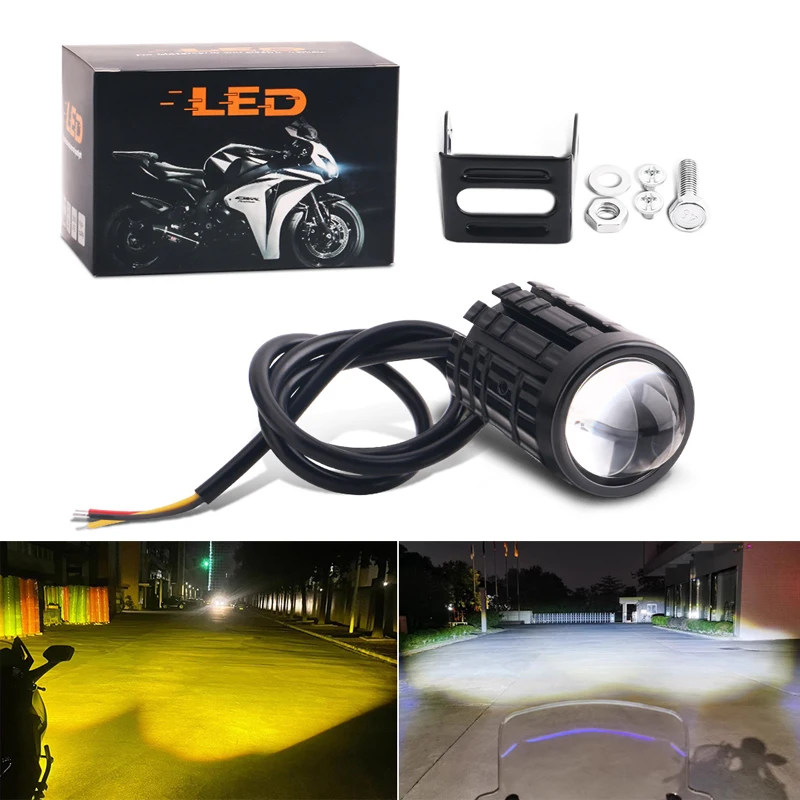 Motocyklové LED svetlomet Spotlight projektor projektor biele žlté hnacie svetlo pomocné hmlové lampa Moto Scooter Accessories 12v 24v