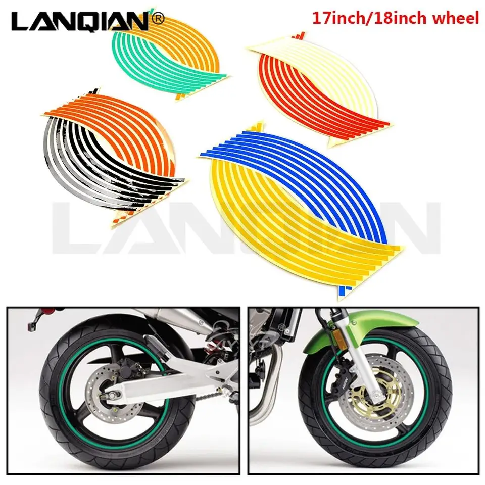 Motocyklové prúžky na nálepku kolesá Stripe páske príslušenstvo pre Kawasaki KX KLX KDX 65 85 100 125 150 250 450 FRS SR D-Tracker