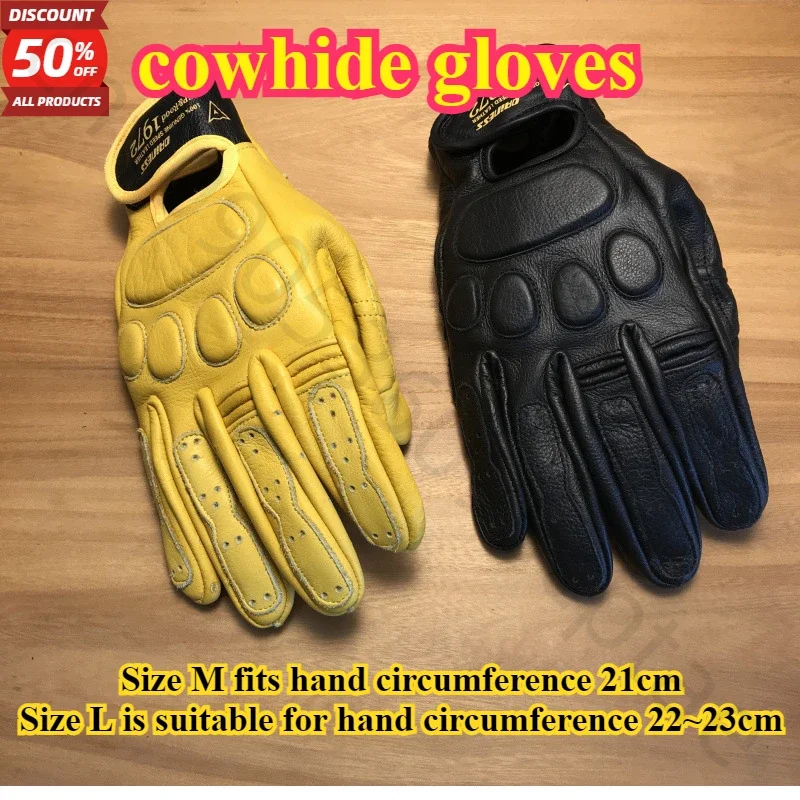 Motocyklové rukavice pánske retro motocyklové jazdec proti šikanovaniu odolnou dotykovou obrazovkou Fitness kožené kožené rukavice