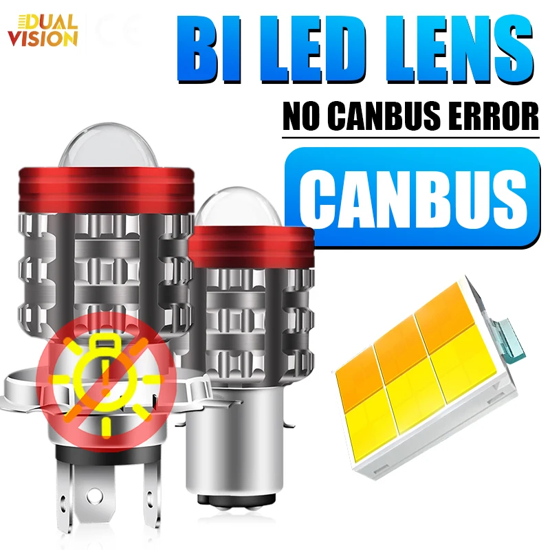 Motocyklové svetlomety 2pcs H4 LED Ba20D H6 Svetlá auta White Yellow Lens vysoký nízky lúč motobike lampa 12V 24V 3570 CSP čipy