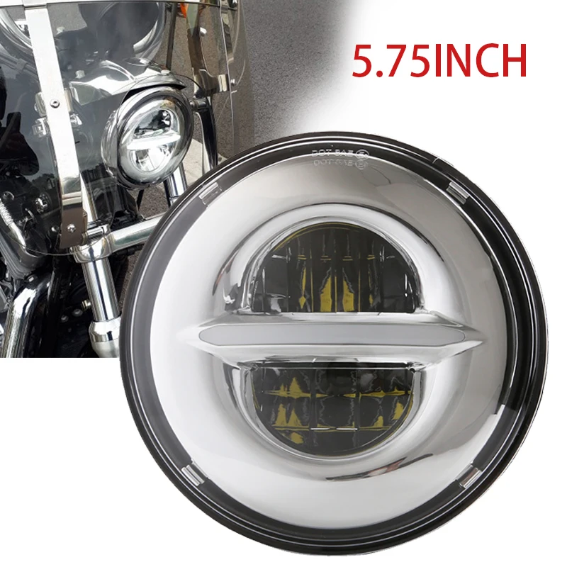 Motocyklové svetlomety LED 5,75 palca čierne halo anjelské oči pre Harley Sportster 1200 883 Street 500 750 5-3/4 